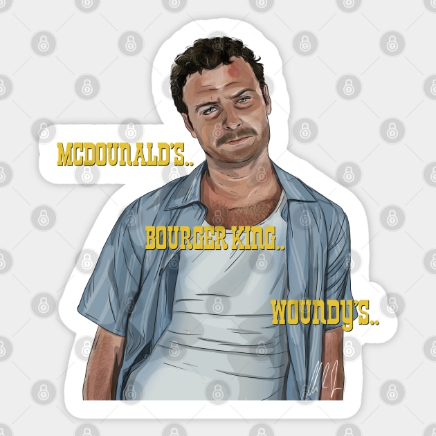 The Ten: McDounald's, Bourger King, Woundys Sticker by 51Deesigns